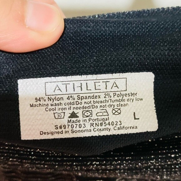 Athleta Shimmer Stripe Black Seamless Leggings in Women's Size Large - Picture 7 of 8